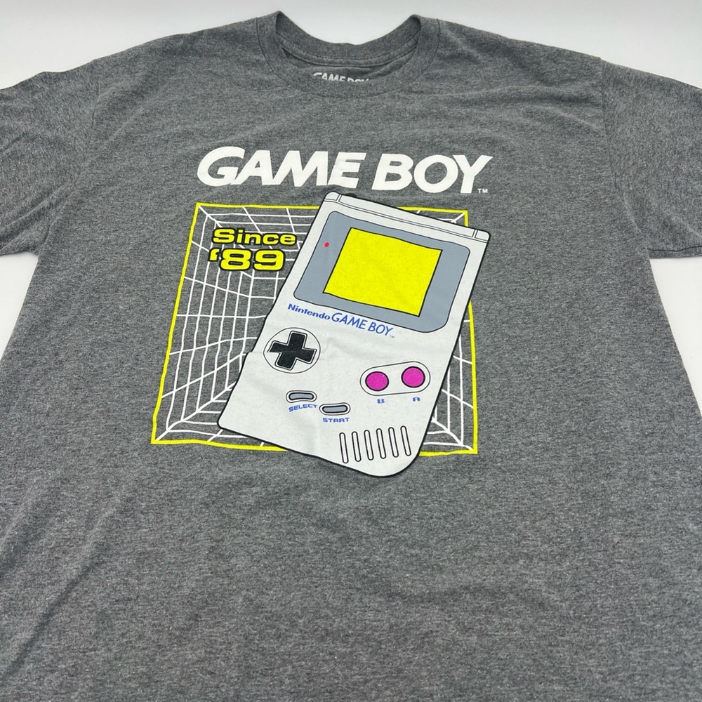 Nintendo Game Boy Retro Graphic Tee Geek Gamer T-Shirt L Gray